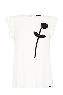 Bluza kratkih rukava sa ukrasnim cvetom Tiffany Production